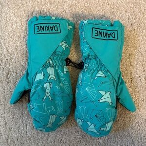 Dakine Kids' Teal Patterned Waterproof Insulated Mittens
